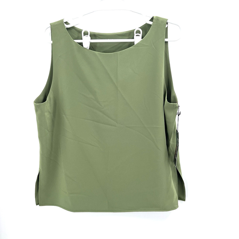 Mack and Mack Green Magic Fabric Slinky Knit Bateau Shell Tank Top Womens Large